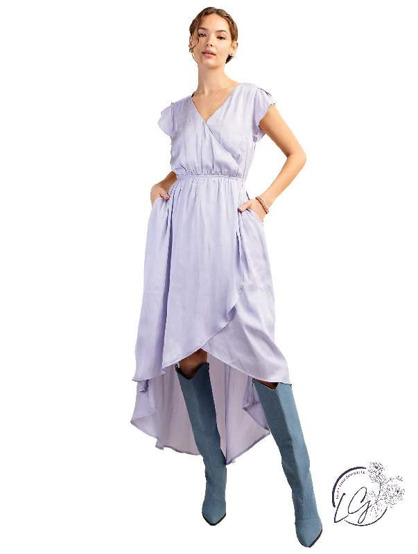 Midnight Satin High-Low Gown British Gentlewoman Style