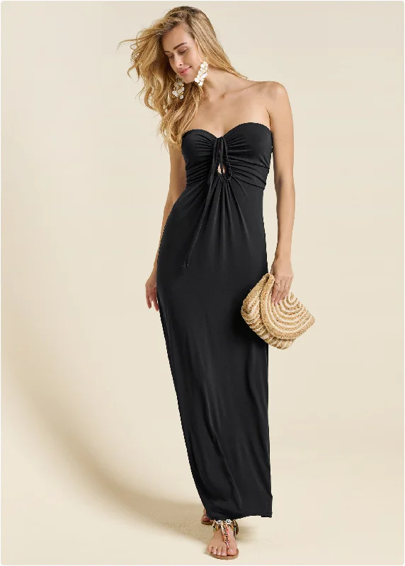Convertible Maxi Dress - Black Practical Women's Quick - dry