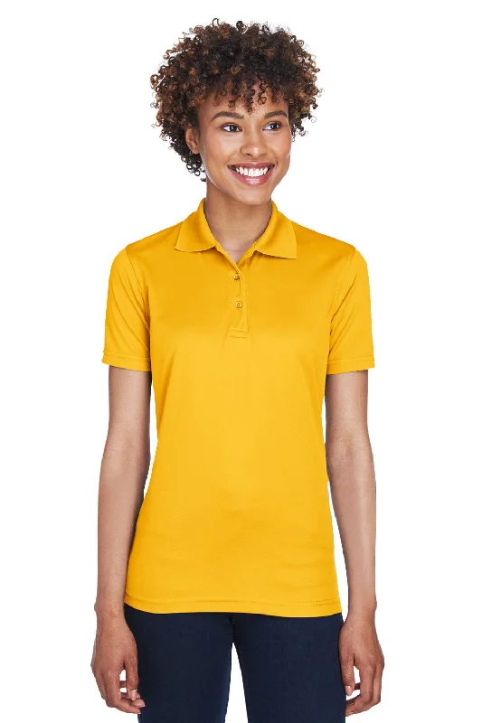 UltraClub Womens Cool & Dry Moisture Wicking Short Sleeve Polo Shirt - Gold Monochromatic Office Style UltraClub Womens Cool & Dry Moisture Wicking Short Sleeve Polo Shirt - Gold Monochromatic Office Style