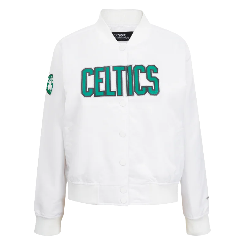 NBA BOSTON CELTICS CLASSIC WOMEN'S SATIN JACKET (WHITE)