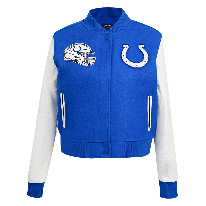 NFL INDIANAPOLIS COLTS CLASSIC WOMEN'S WOOL VARSITY JACKET (ROYAL BLUE/WHITE) Stylish Women's Tropical NFL INDIANAPOLIS COLTS CLASSIC WOMEN'S WOOL VARSITY JACKET (ROYAL BLUE/WHITE) Stylish Women's Tropical