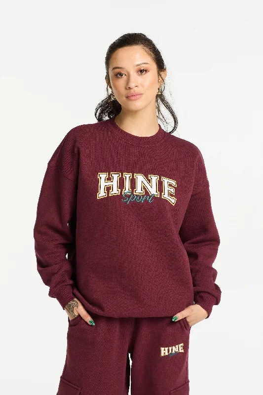 VARSITY 2.0 CREW NECK BURGUNDY Unique Women's Upcycled