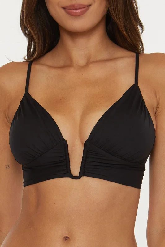 SALE Becca Color Code Black Shirred Wire Front Top Sophisticated Women's 