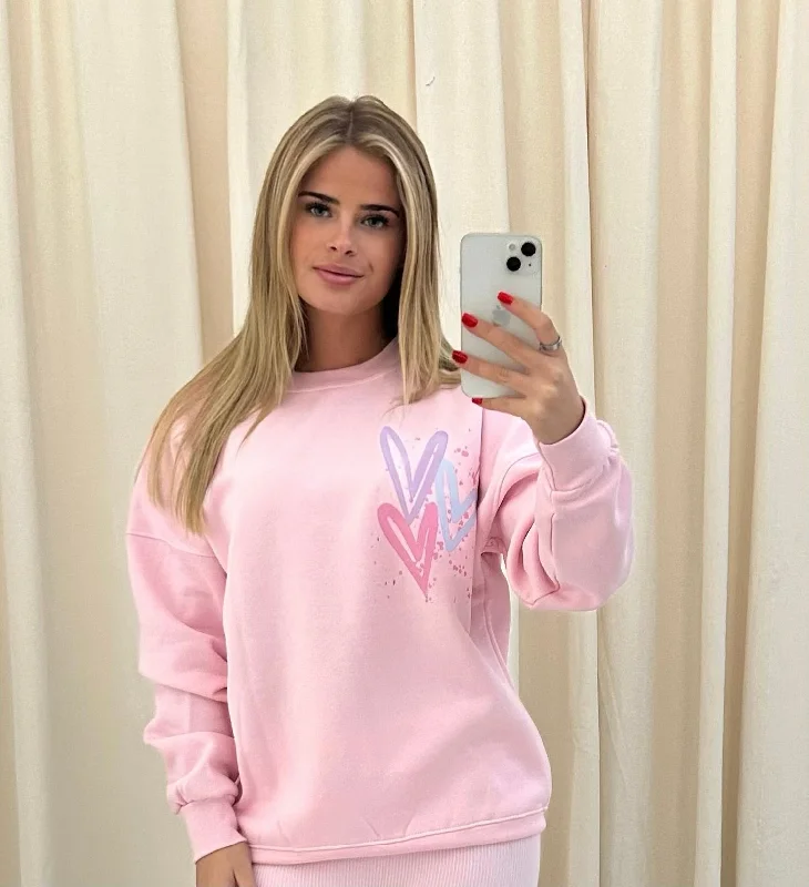 Miss Runway Pastel Heart Graffiti Sweatshirt Pink Cool Women's Skate