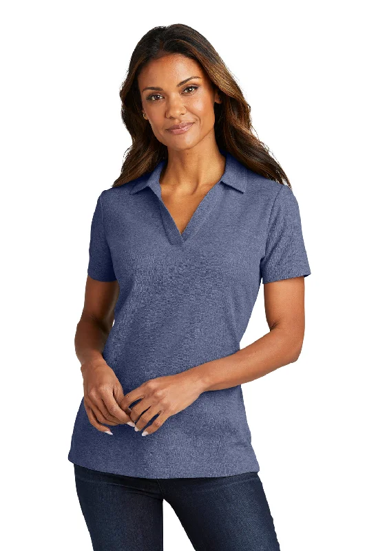 Port Authority Womens C-FREE Pique Short Sleeve Polo Shirt - Heather Navy Blue Polished Women's Silk Port Authority Womens C-FREE Pique Short Sleeve Polo Shirt - Heather Navy Blue Polished Women's Silk