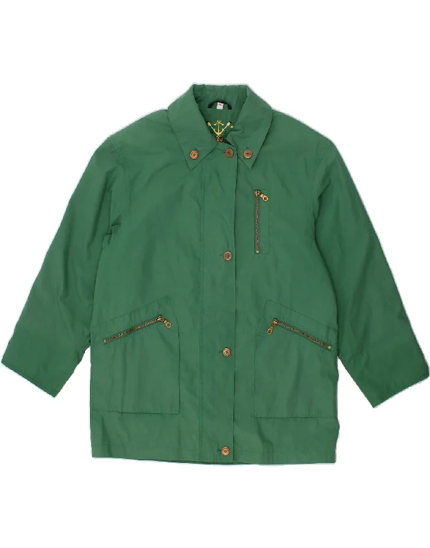 VINTAGE Womens Oversized Overcoat EU 40 Medium Green Polyester Cashmere