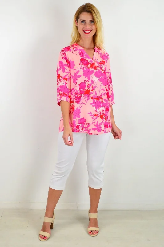 Pop Of Colour Floral Tunic Top Refined Women's 
