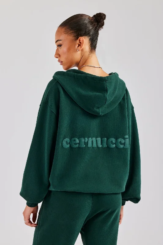 Womens Zip Through Hoodie - Dark Green Vintage Women's 1970S 