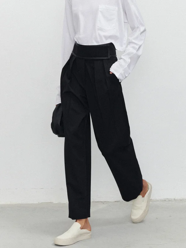 BerryBetty - Hook-and-Loop Fastener Velcro Dress Pants Sharp Women's Italian
