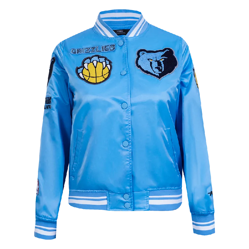 NBA MEMPHIS GRIZZLIES RETRO CLASSIC WOMEN'S RIB SATIN JACKET (UNIVERSITY BLUE) Cool Women's Distressed NBA MEMPHIS GRIZZLIES RETRO CLASSIC WOMEN'S RIB SATIN JACKET (UNIVERSITY BLUE) Cool Women's Distressed