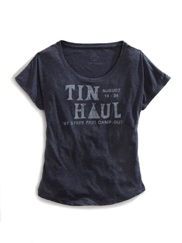Tin Haul Womens Blue 100% Cotton State Camp Out S/S T-Shirt Earthy Women's 
