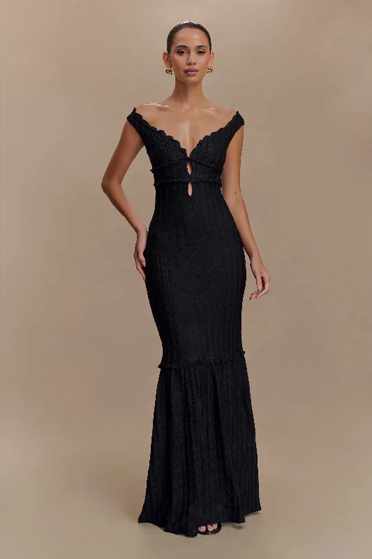 Natalie Off Shoulder Maxi Dress - Black