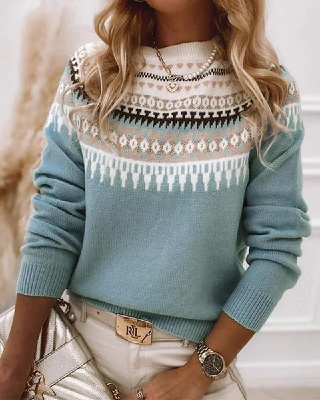 BerryBetty - Long Sleeve Printed Pullover Sweaters Sustainable Organic