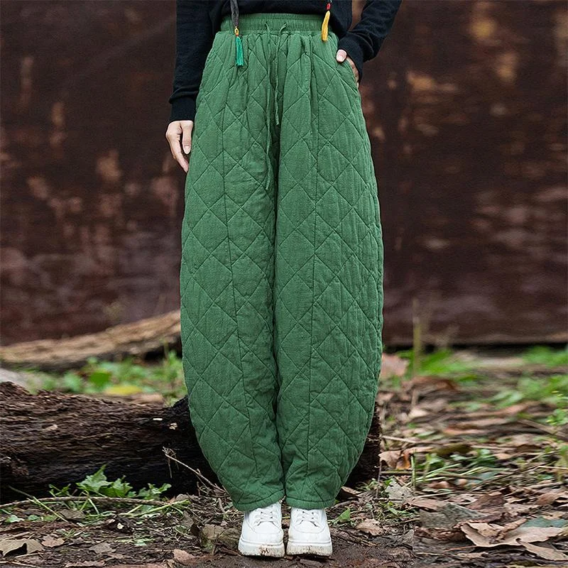 Babakud Women Winter Quilted Thickened Warm Cotton-Padded Lantern Pants