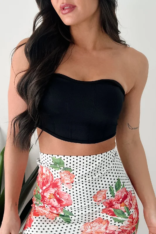 Highlight Of The Night Seamless Padded Bandeau Top (Black) Streetwear Style for 