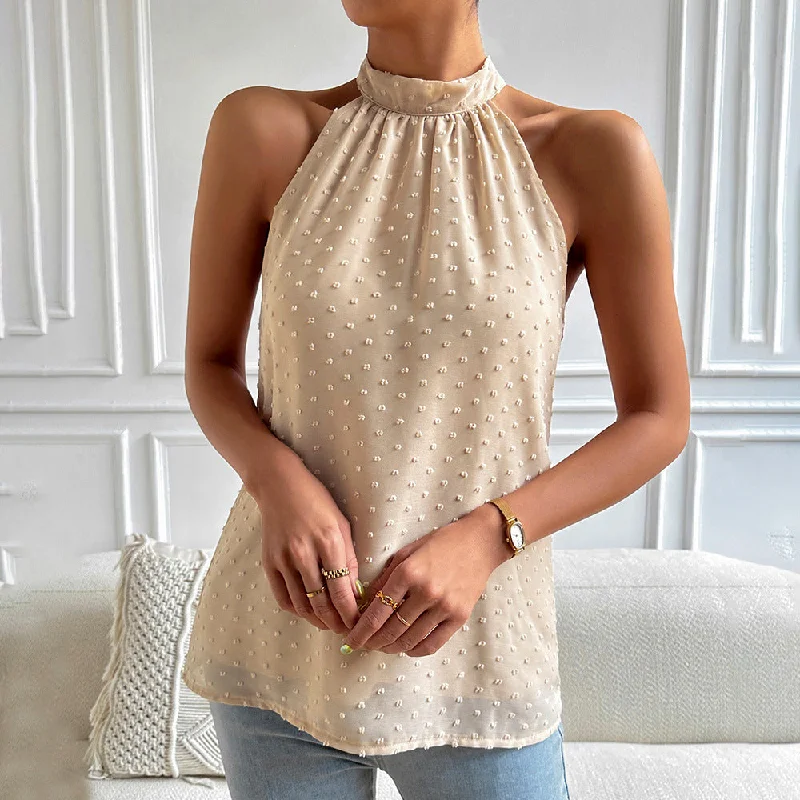 Off-The-Shoulder All-Match Elegant Fur Ball Sleeveless Tank Top Wholesale Women'S Tops Modern Women's Off-The-Shoulder All-Match Elegant Fur Ball Sleeveless Tank Top Wholesale Women'S Tops Modern Women's