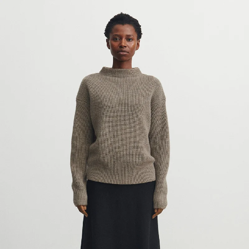 Women's Rib Sweater - 100% Raw Wool - Hazel Melange (S, M) Dapper Women's 1920S