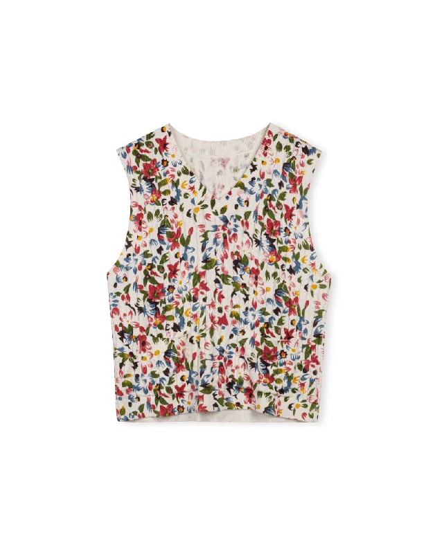 Knit Printed Floral Vest