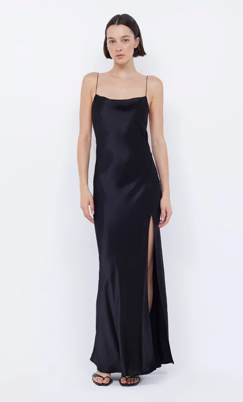 AYALA COWL MAXI DRESS - BLACK Feminine Women's Style 