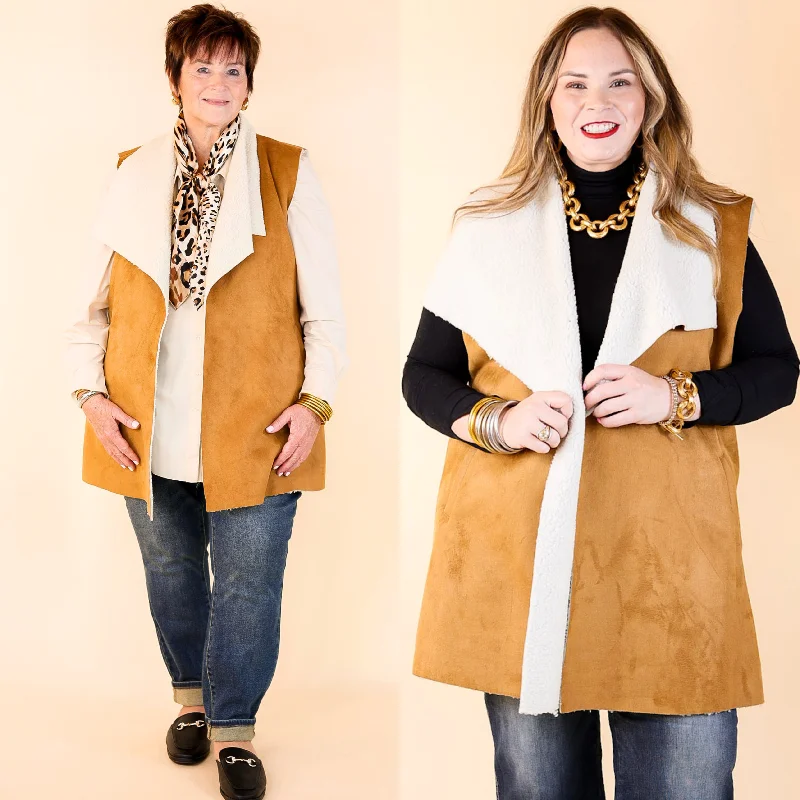 Stylish Vision Faux Buckskin Vest with Sherpa Lining Athletic Women's High - 