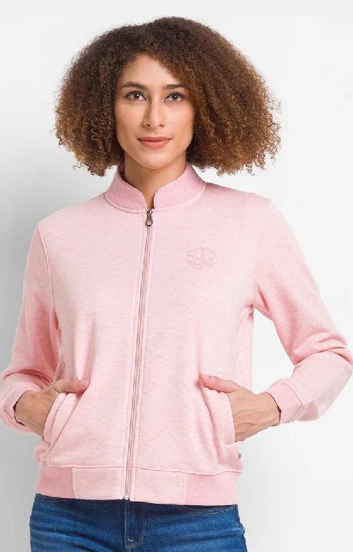 Spykar Powder Pink Cotton Blend Full Sleeve High Neck Sweatshirts For Women purpose Spykar Powder Pink Cotton Blend Full Sleeve High Neck Sweatshirts For Women purpose