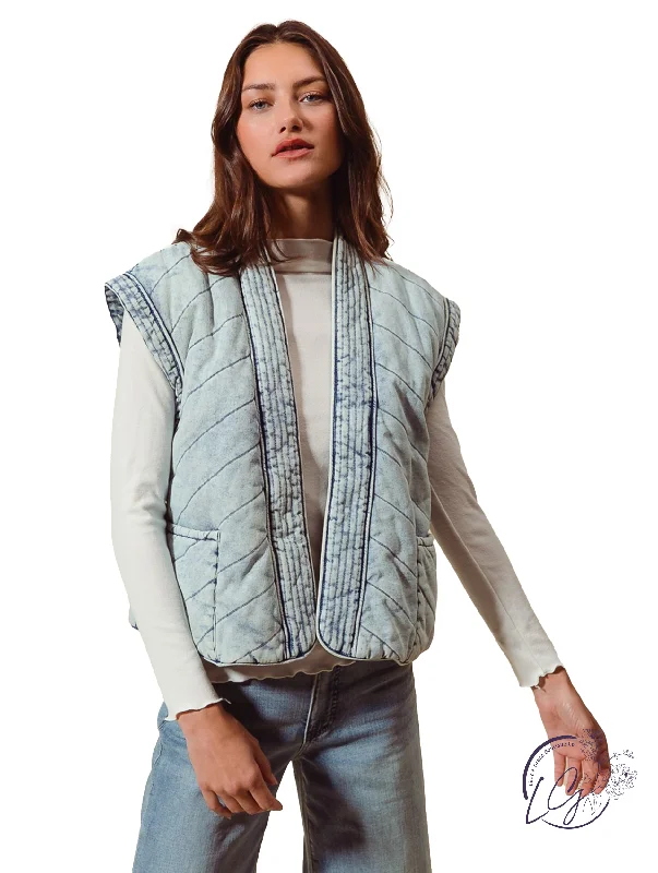 Horizons Vintage Denim Vest Practical Women's Quick - dry