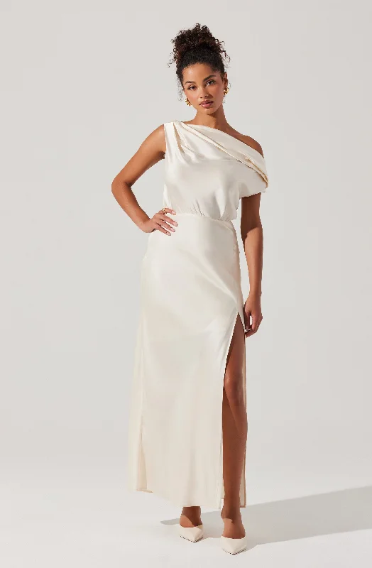 Monroe Satin Off Shoulder Dress Confident Women's High - fashion