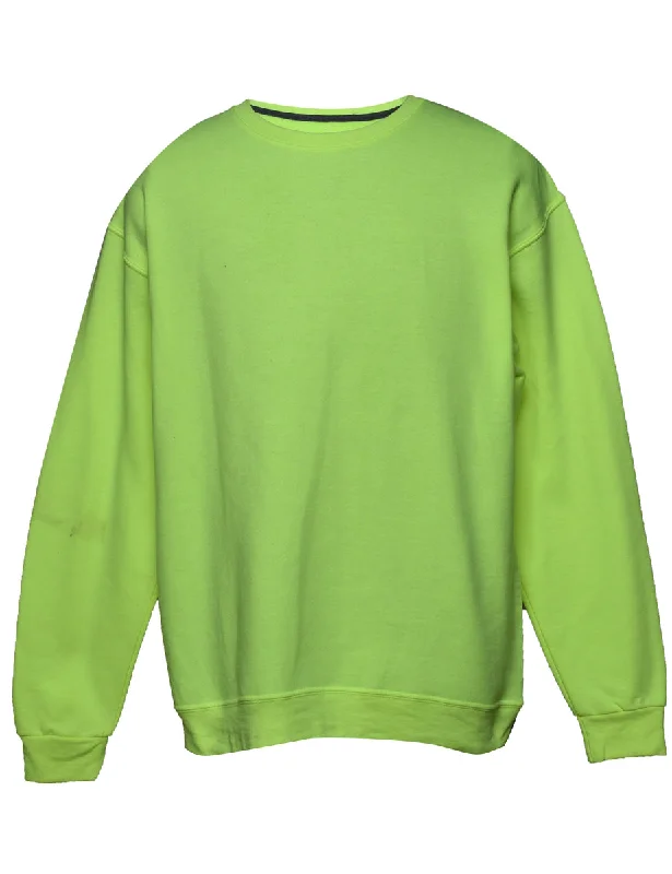 Lime Green Plain Sweatshirt - L Elegant Women's 