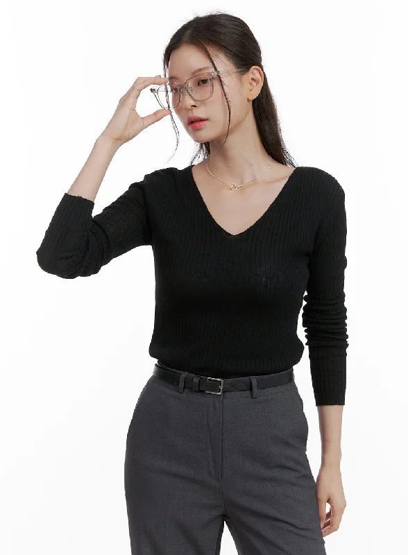 Cashmere V-Neck Long Sleeve OL416 Modern Women's Tech