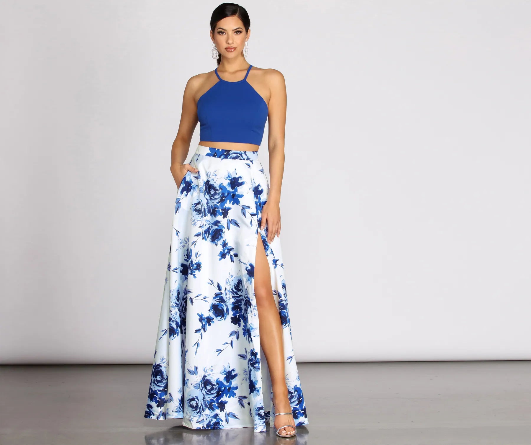 Alma Two Piece Satin & Crepe Dress