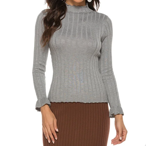 Women Wholesale Turtleneck Flared Sleeve Sweater Cashmere