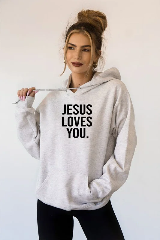 Jesus Loves You Softest Ever Graphic Hoodie Cozy Women's Sherpa - lined