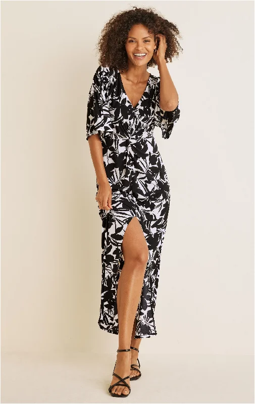 Twist Front Maxi Dress - Exotic Shadow Floral French