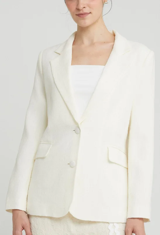 Back Slit Tweed Jacket Monochromatic Office Style