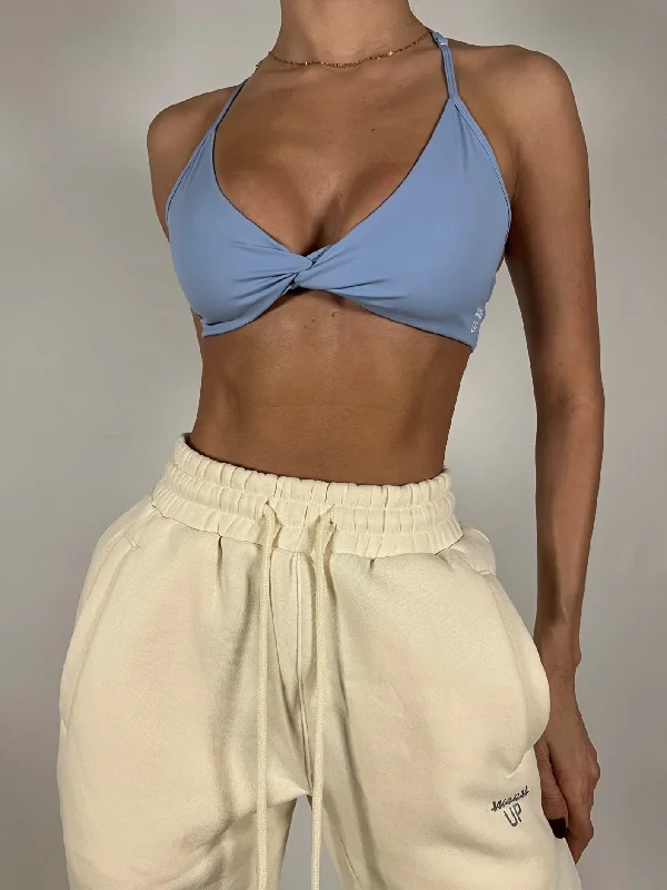 Sky Blue knot Sports bra Disco