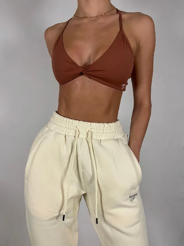 Russet Brown knot Sports Bra Cozy Women's Winter