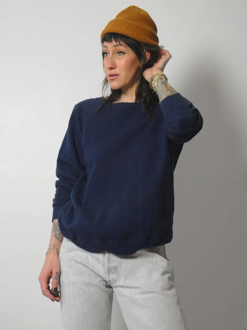 80's Blank Navy Crewneck