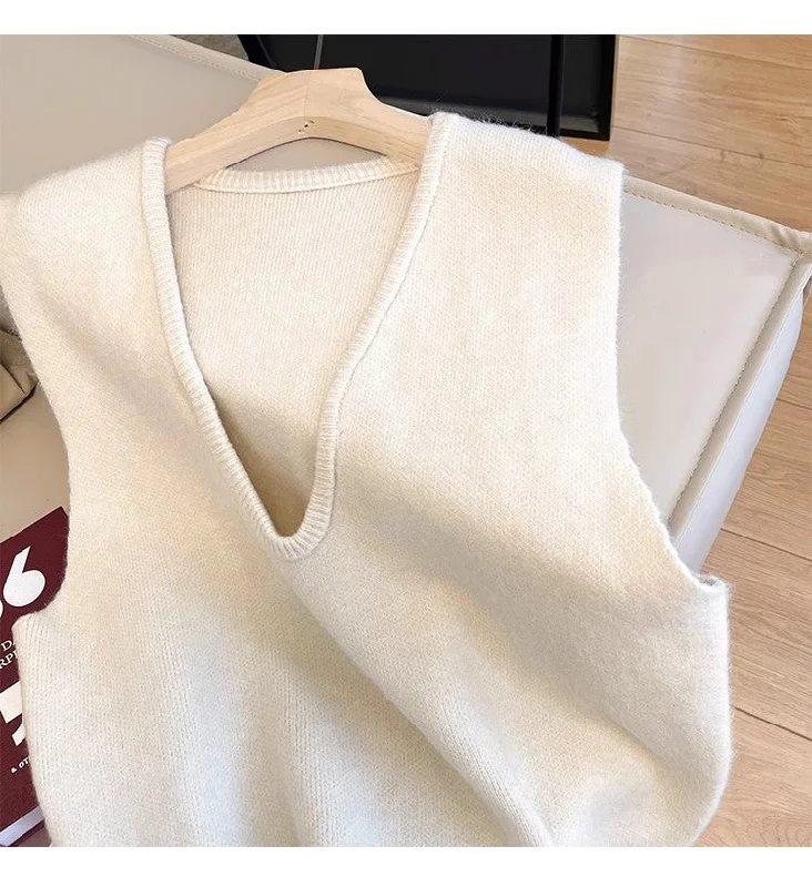Solid Color Knitted Vest Women's New Sweater Vest     S5014 Country