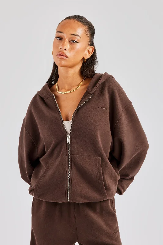 Womens Zip Through Hoodie - Chocolate Bohemian Women's Free