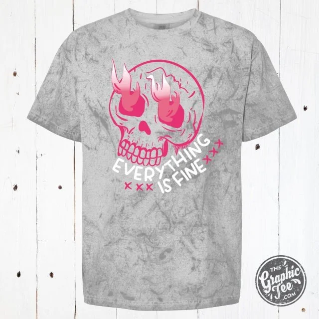 Everything is Fine Skull Pigment Dyed Colorblast Tee Casual Women's Japanese 