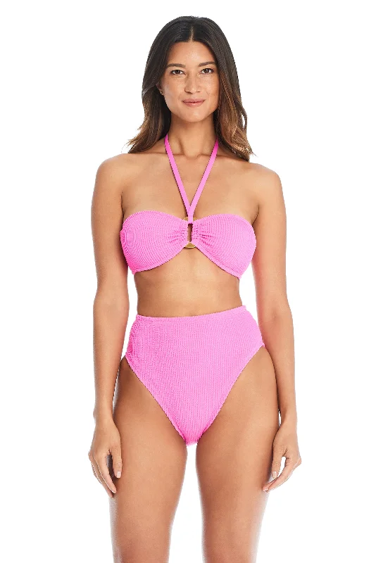 SALE Bleu Rod Beattie Pucker Up Castro Pink Bandeau Top Refined Women's Velvet