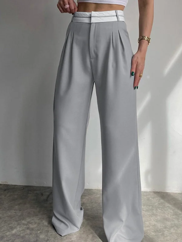 BerryBetty - Highway Reverse Waistband Wide Leg Dress Pants Bohemian Women's Free