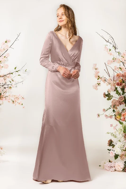 Sheath Sweep Luxe Satin Bridesmaid Dress Formal Dresses CB0506 Rugged Women's Outdoor 
