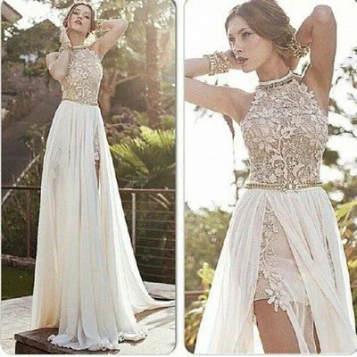 White prom Dress,Charming Prom Dress,Halter prom dress,side slit prom dress,wedding dress,BD023 Laid - back Women's Style White prom Dress,Charming Prom Dress,Halter prom dress,side slit prom dress,wedding dress,BD023 Laid - back Women's Style