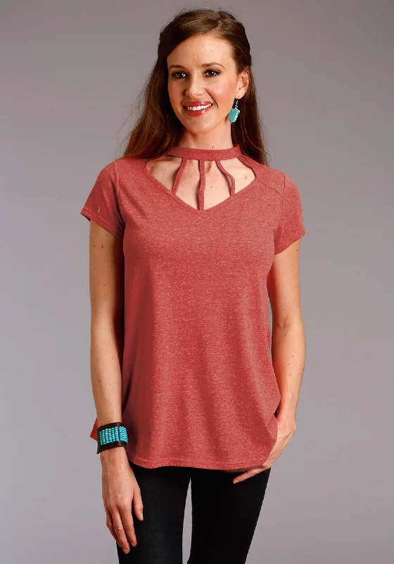 Roper Womens Red Poly/Cotton Taos Sunrise S/S T-Shirt Scandinavian