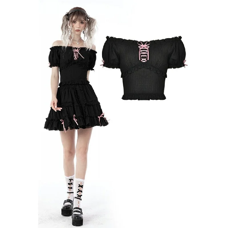 Women's Lolita Off Shoulder Ruffles Top Sophisticated Women's Tailored
