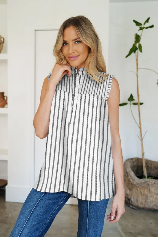 Frill Printed Mock Neck Top Vintage Women's 1970S 