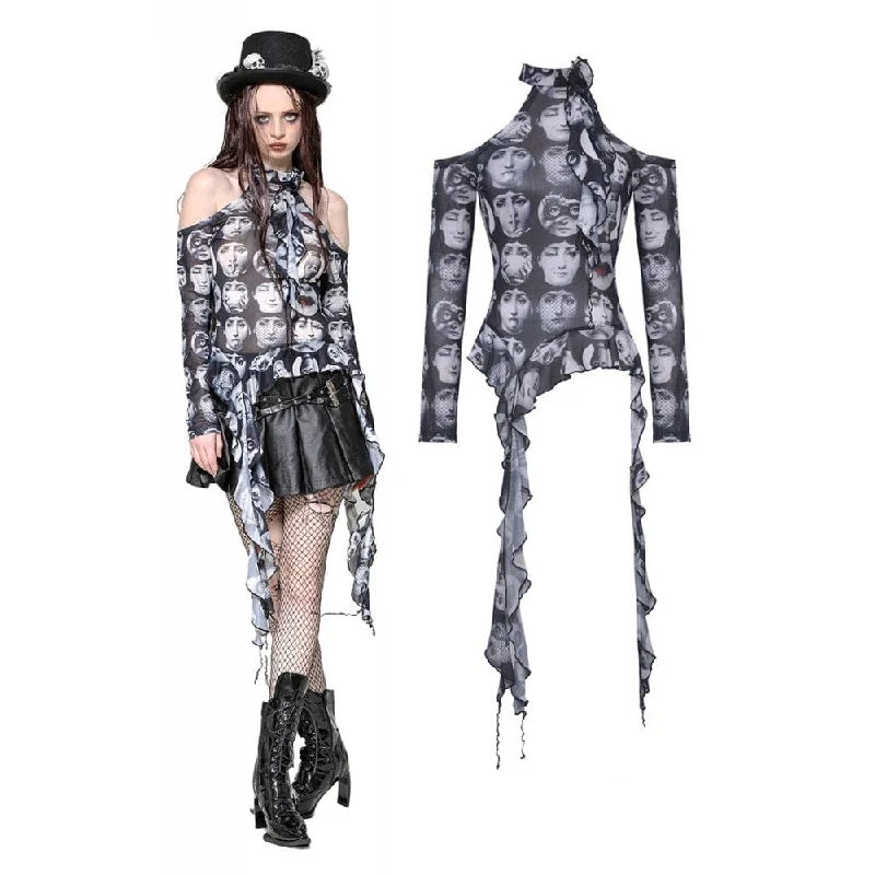 Women's Punk Off-the-Shoulder Ruffled Blouse Sustainable Organic