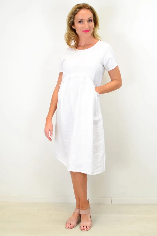 White Linen Sunday Best Tunic Dress Dynamic Women's High - energy