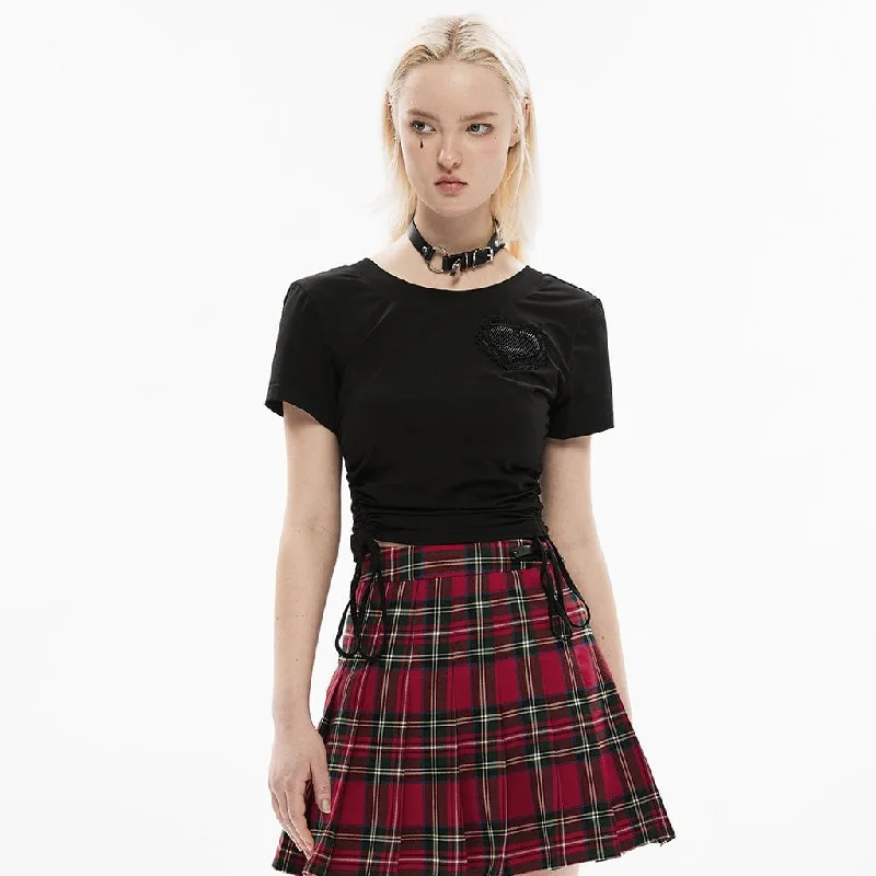 Women's Punk Love Heart Short Sleeved Crop Top performance